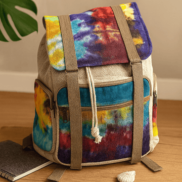 Rucsac mare pătrat tie-dye din cânepă