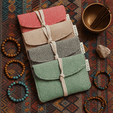 Hemp Herringbone Phone Tobacco Pouch Assorted Colours