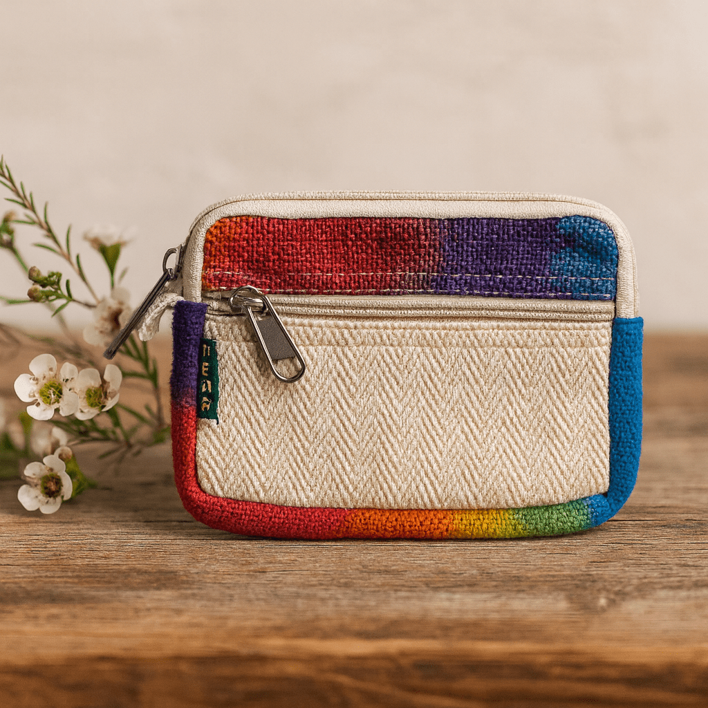 Hemp Pouch Tie - Dye Square Zipper Wallet - SHAMTAM.COM