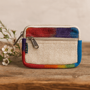 Hemp Pouch Tie-Dye Square Zipper Wallet