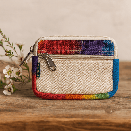 Hemp Pouch Tie - Dye Square Zipper Wallet - SHAMTAM.COM