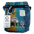 Handmade Hemp Embroidery Mushroom Shoulder Bag - Green Mushrooms Design, THC Free, Made in Nepal - SHAMTAM.COM