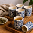 Herbal Tea Cups - Blue Pattern Set of 6 - SHAMTAM.COM