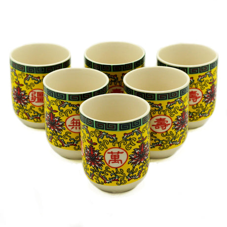 Tea Cups - Long Life Oriental Design - SHAMTAM.COM