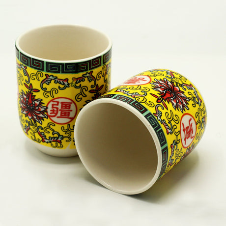 Tea Cups - Long Life Oriental Design - SHAMTAM.COM