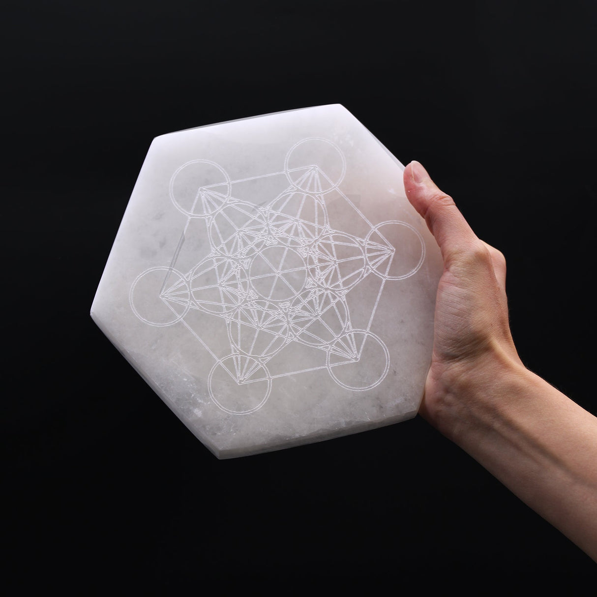 Selenite Charging Plate Hexagonal 18cm - Direction & Decision - SHAMTAM.COM