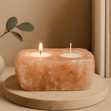 Himalayan Salt Candle Holder 2 Hole