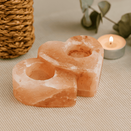 Himalayan Salt Candle Holder Double Heart 1kg - SHAMTAM.COM