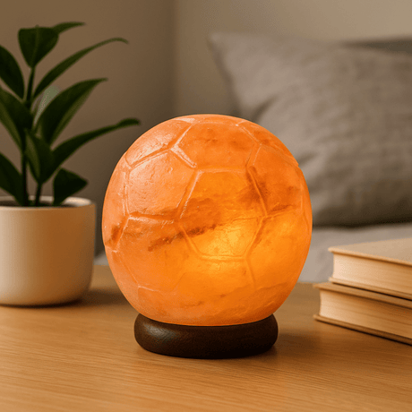 Himalayan Salt Lamp Football Shape Wooden Base - SHAMTAM.COM