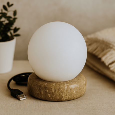 Himalayan Salt Lamp USB Multicolor White Ball 9cm - SHAMTAM.COM