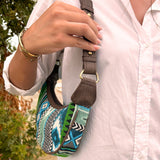 Jacquard Hobo Bag - Bold Greens (brown strap) - SHAMTAM.COM