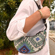 Jacquard Hobo Bag - Geo - Geen (brown strap) - SHAMTAM.COM