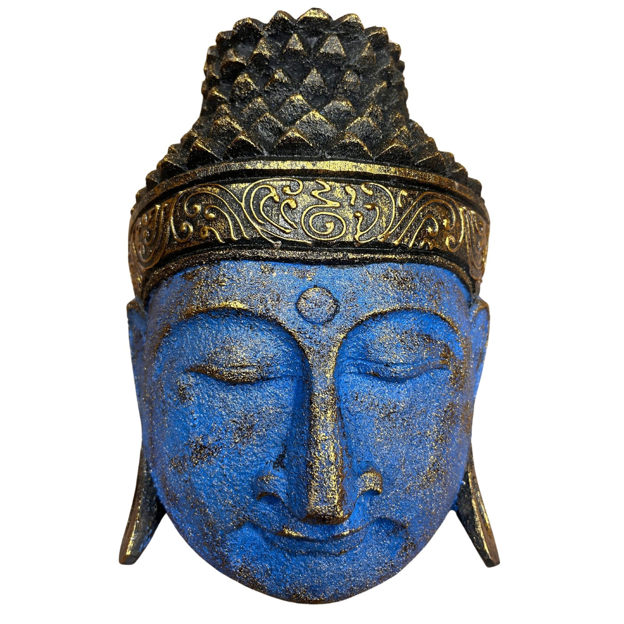 Home Decoration Buddha Head - 25cm - Blue Shine Finish - SHAMTAM.COM