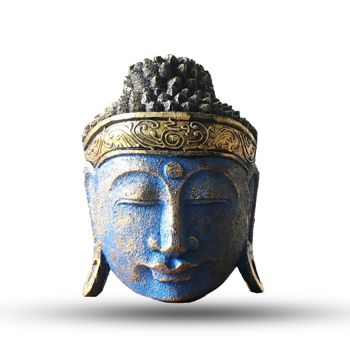 Home Decoration Buddha Head - 25cm - Blue Shine Finish - SHAMTAM.COM