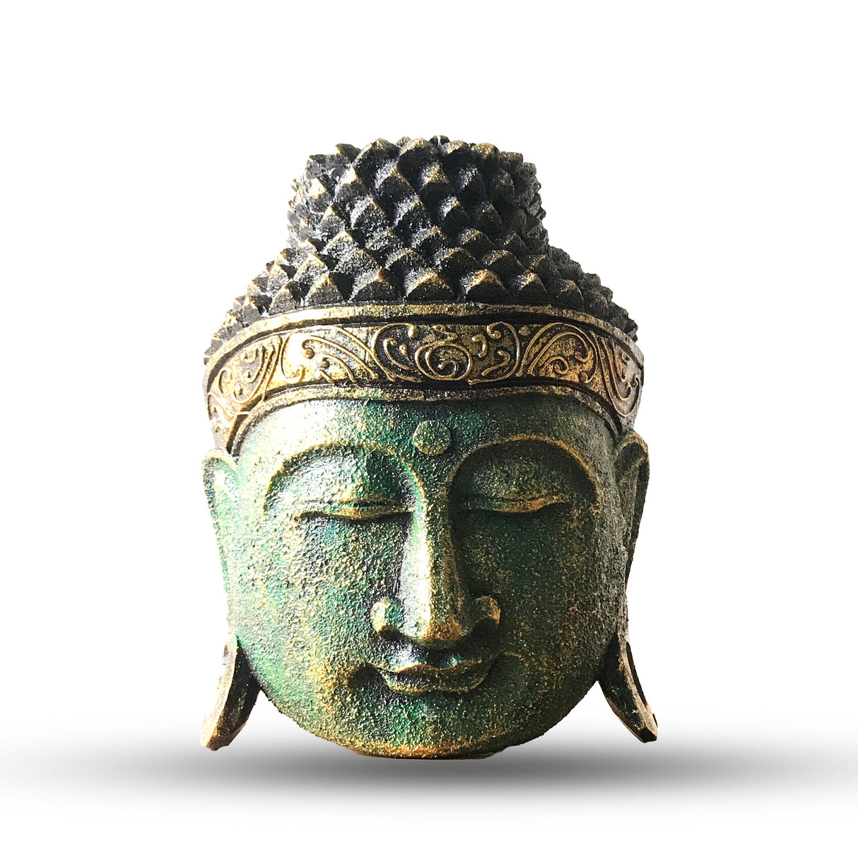 Home Decoration Buddha Head - 25cm - Green Shine Finish - SHAMTAM.COM