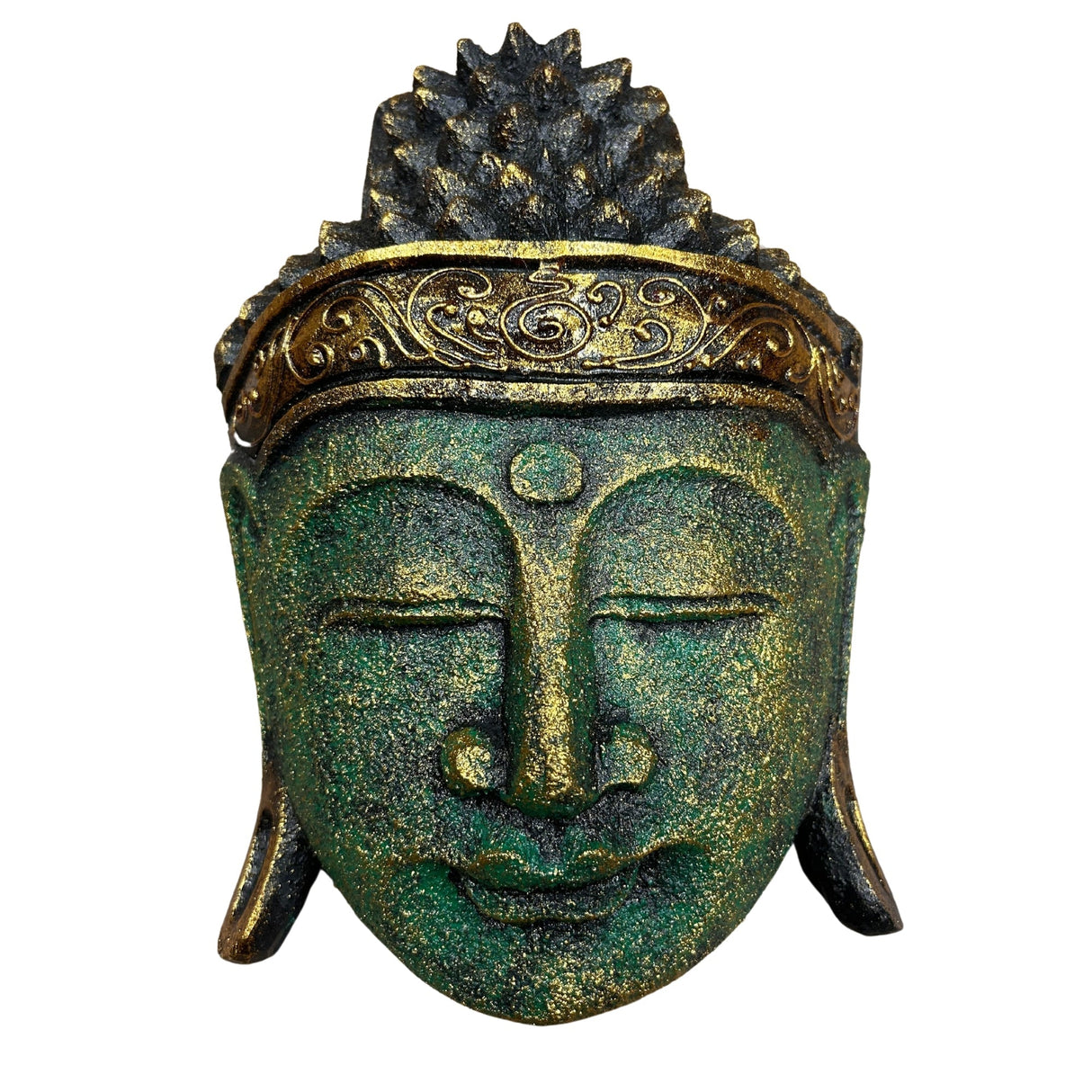 Home Decoration Buddha Head - 25cm - Green Shine Finish - SHAMTAM.COM
