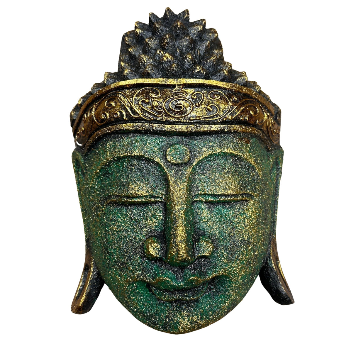 Home Decoration Buddha Head - 25cm - Green Shine Finish - SHAMTAM.COM