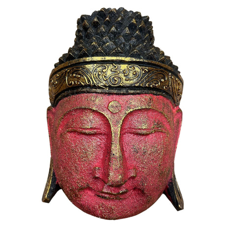 Home Decoration Buddha Head - 25cm - Red Shine Finish - SHAMTAM.COM