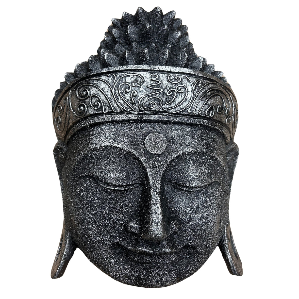 Home Decoration Buddha Head - 25cm - Silver Shine Finish - SHAMTAM.COM