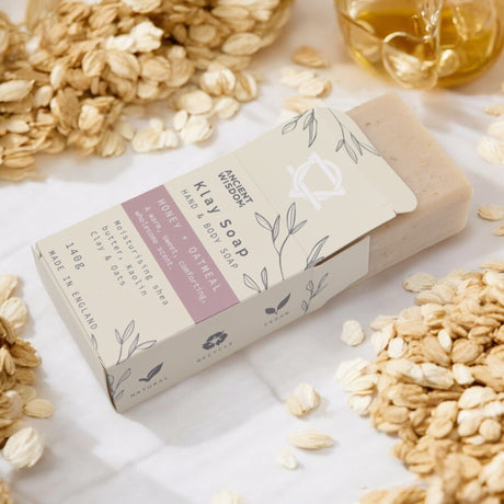 Natural Honey Oatmeal Hand & Body Soap with Kaolin Clay - Vegan, Made in UK, 140g - SHAMTAM.COM