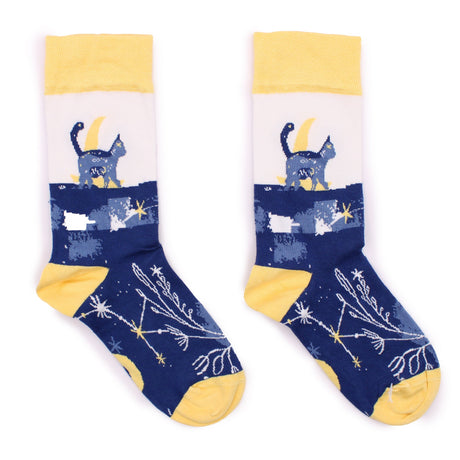 Bamboo Socks M/L - Midnight Cat - SHAMTAM.COM