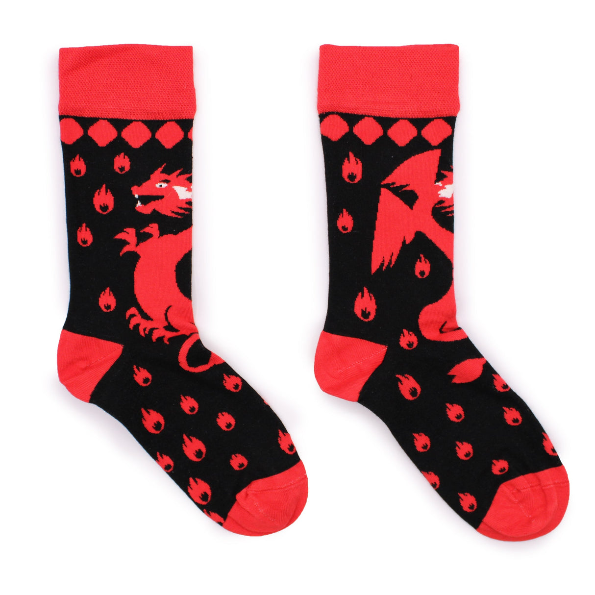 Bamboo Socks M/L - Red Dragons - SHAMTAM.COM