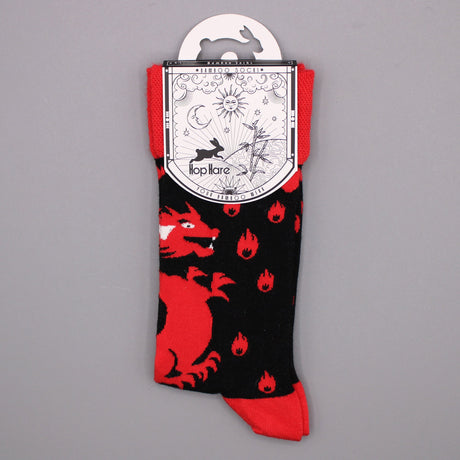 Bamboo Socks M/L - Red Dragons - SHAMTAM.COM