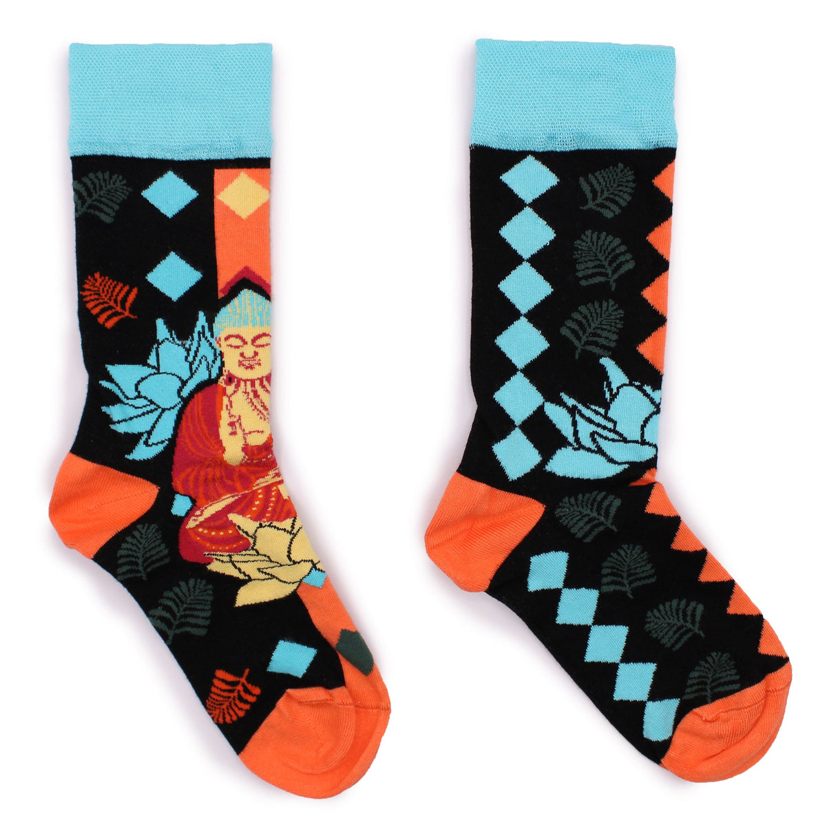 Bamboo Socks S/M - Blue Buddha & Lotus  - SHAMTAM.COM