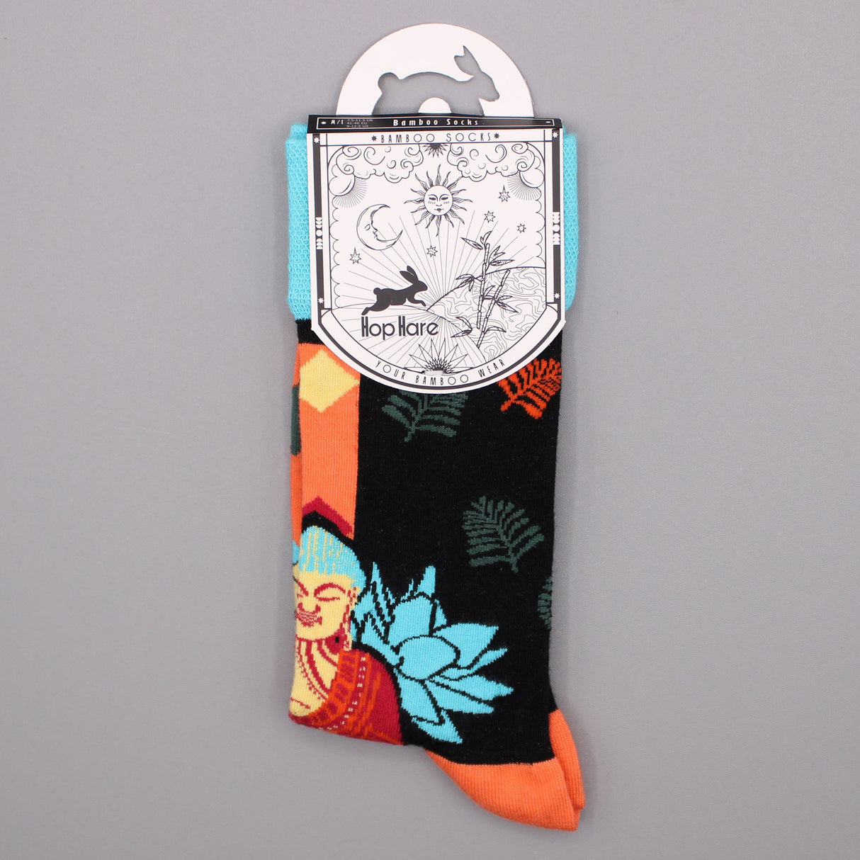 Bamboo Socks S/M - Blue Buddha & Lotus  - SHAMTAM.COM