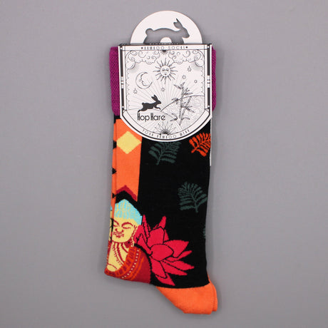 Bamboo Socks S/M - Pink Buddha & Lotus  - SHAMTAM.COM