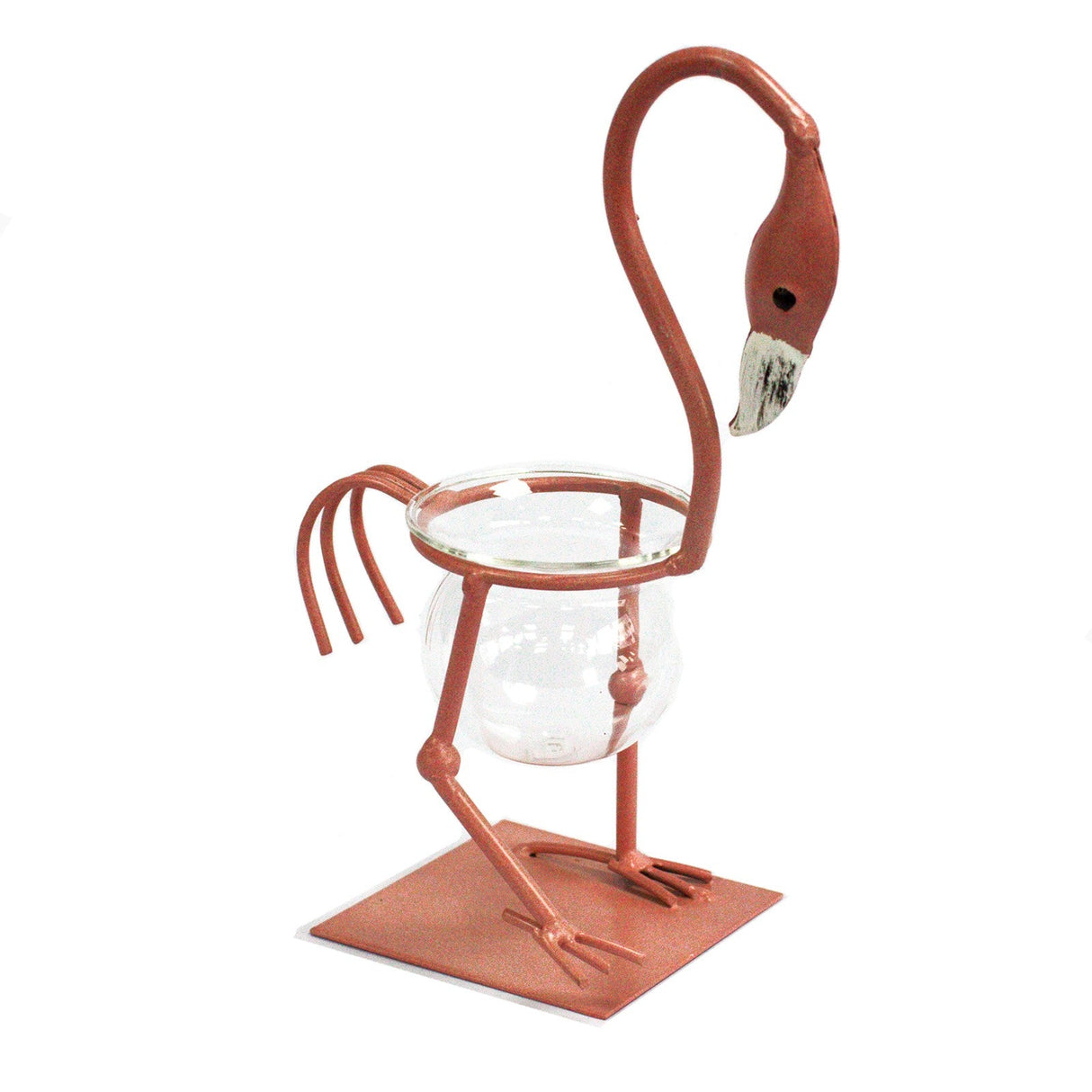 Hydroponic Pot Home Decor - Pink Metal Flamingo Des 1 - SHAMTAM.COM