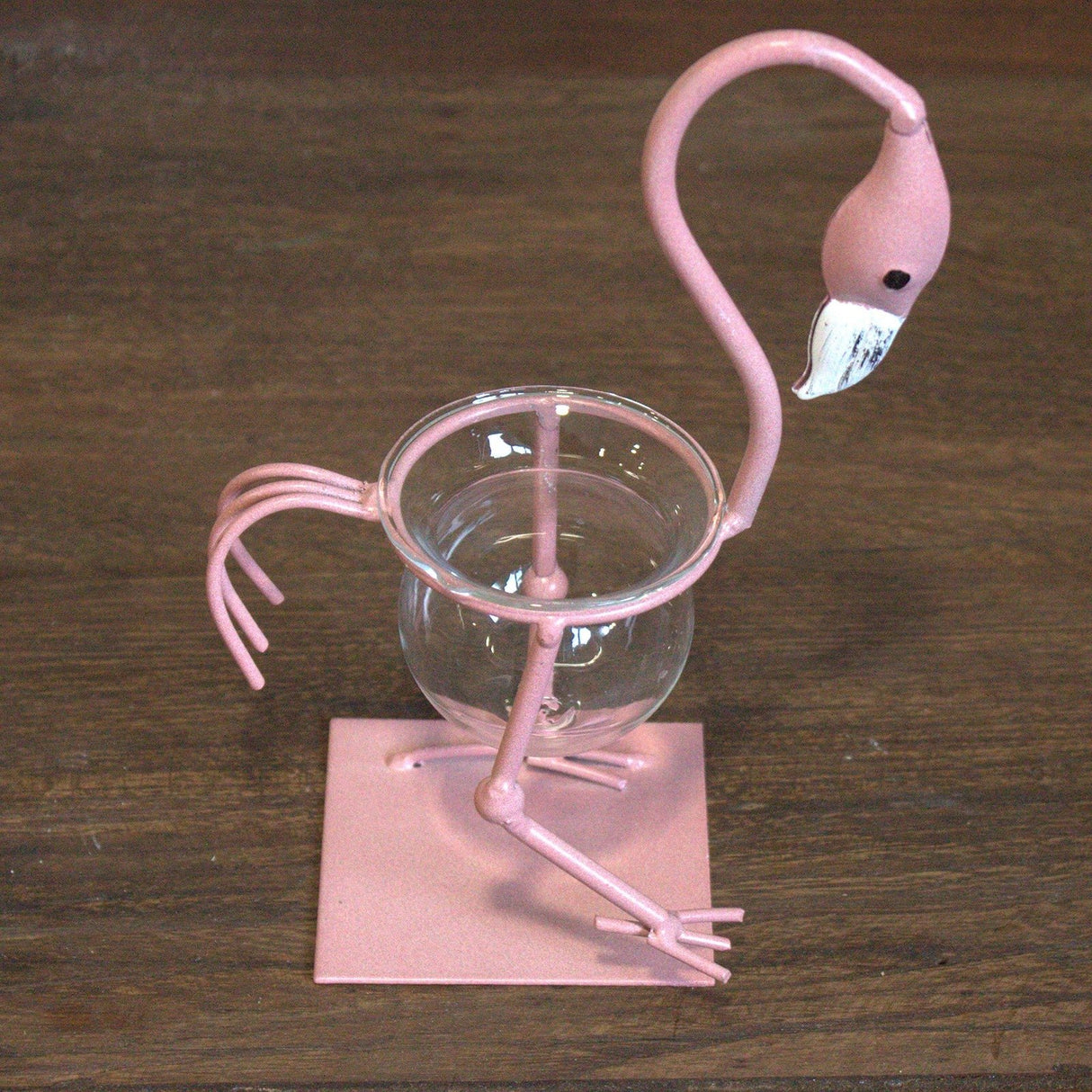 Hydroponic Pot Home Decor - Pink Metal Flamingo Des 1 - SHAMTAM.COM