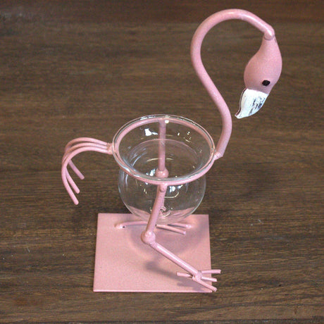 Hydroponic Pot Home Decor - Pink Metal Flamingo Des 1 - SHAMTAM.COM