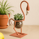 Hydroponic Pot Pink Metal Flamingo Vase - SHAMTAM.COM