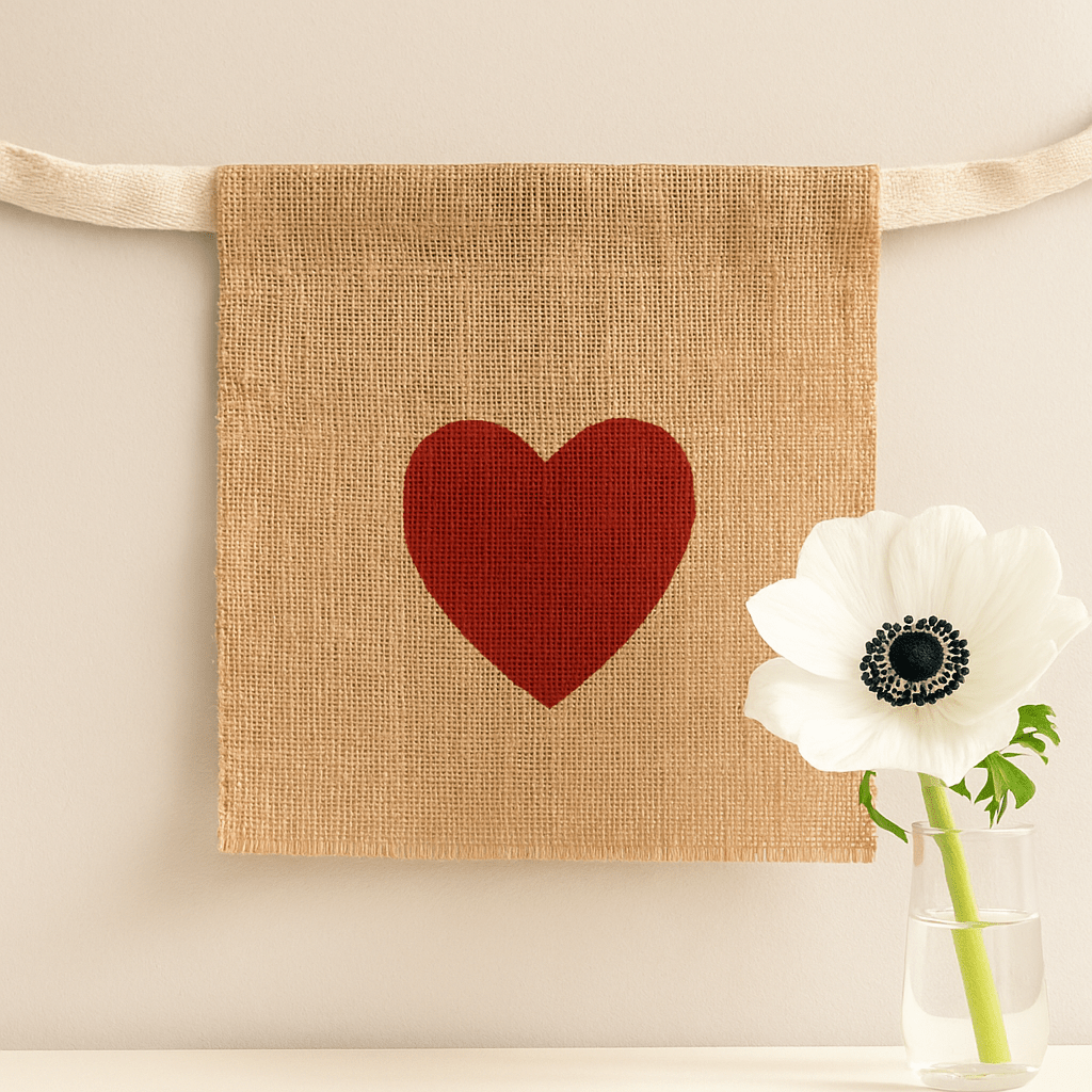 I Love You Jute Bunting With Hearts, 260cm - SHAMTAM.COM
