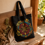 Ikoniczna klasyczna torba typu tote - Kompas życia - Czarna 6oz