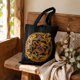 Ikoniczna klasyczna torba typu tote - Smok Yin & Yang - czarna 6oz