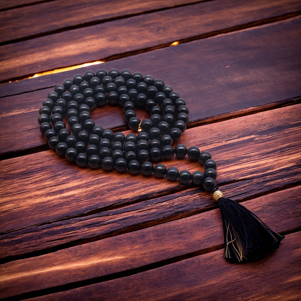 108 Bead Mala - Black Agate Japa Mala