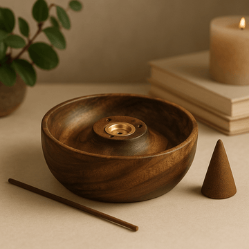 Incense Burner Disc For Sticks And Cones, Wood