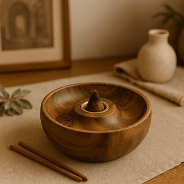 Incense Burner For Sticks And Cones, Wood Hamsa