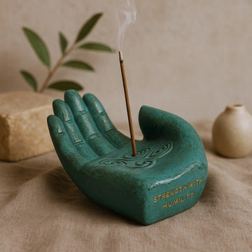 Incense Burner Hand Shaped Green Strength