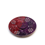 Handcrafted Floral Soapstone Disc Incense Burner - 5 Stick Holder, Red & Purple Design - SHAMTAM.COM