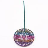 Soapstone Disc Incense Burner with 6 Lucky Elephants - Artistic Tree of Life Design for Serenity and Luck - SHAMTAM.COM