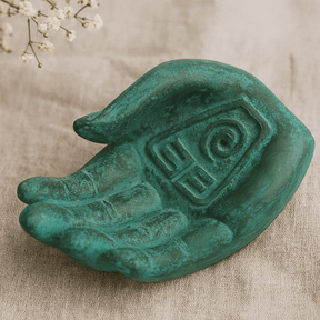 Incense Burner Stone Hand Earth Protect Green - SHAMTAM.COM