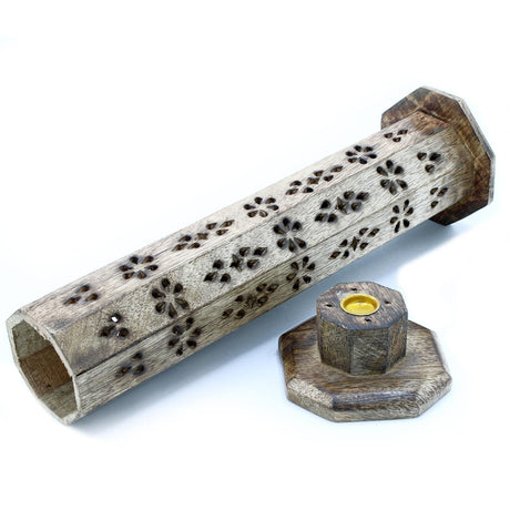 Incense Burner Tower Hexagonal Mango Wood - SHAMTAM.COM