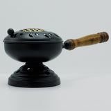 Large Iron Censer on Stand Incense Burner - Gold detail - SHAMTAM.COM