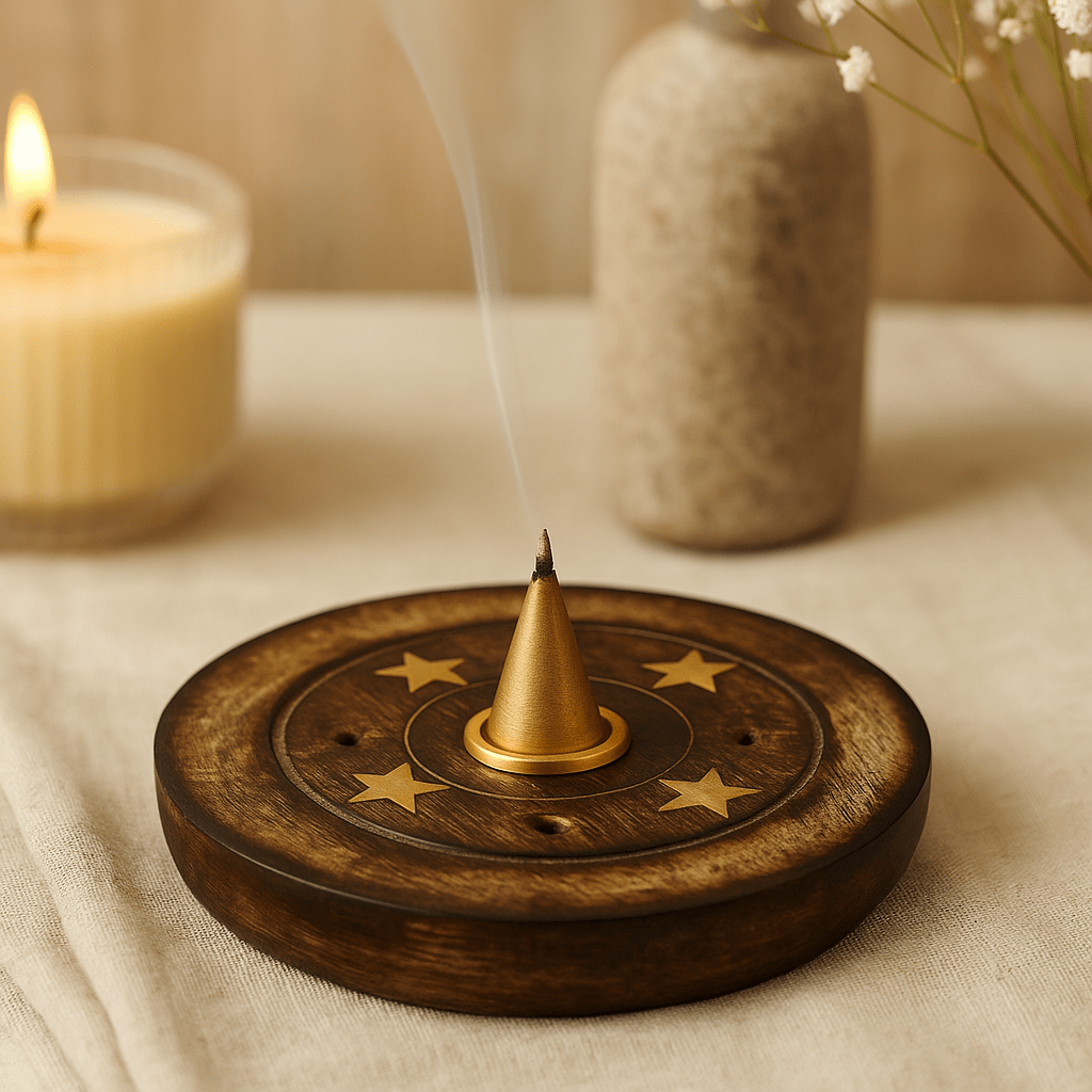 Incense Cone and Stick Holder Mango Wood 10cm - SHAMTAM.COM