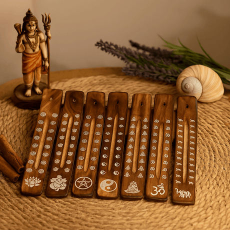 Incense Holder Ash Catcher Mango Wood Burnt Finish - SHAMTAM.COM