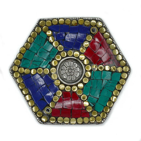 Incense Holder Cone and Stick Hexagonal Ceramic Tibetan - SHAMTAM.COM