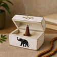 Incense Holder Cone Box White Washed 8 cm - SHAMTAM.COM